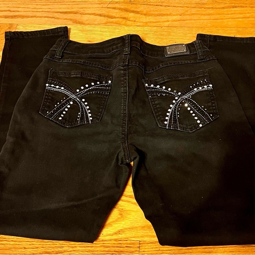 Earl Jeans Black Skinny 8P Petite Bling Rhinestone Embellished Y2K Goth Western